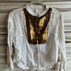 Free people cropped sequin shirt